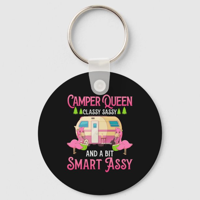 Camper Queen Classy Sassy Smart Funny Women Girls Keychain (Front)