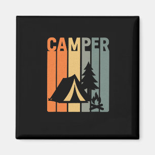 Camper Retro Funny Camping Tent Fire Pine Tree Out Magnet