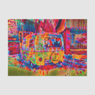 Camper Retro Hippie Colourful Life Is A Road Trip Tissue Paper