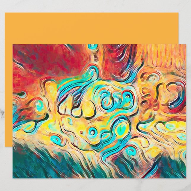 Camper Retro Hippie Colourful Yellow Red Abstract (Front/Back)