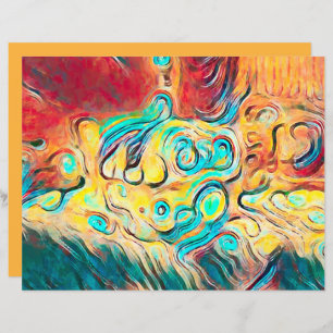 Camper Retro Hippie Colourful Yellow Red Abstract