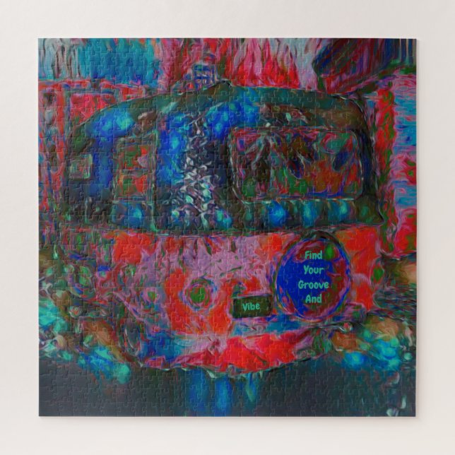 Camper Retro Hippie Find Your Groove And Vibe Jigsaw Puzzle (Vertical)