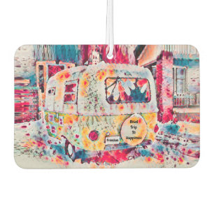 Camper Retro Hippie Road Trip To Happiness Freedom Air Freshener