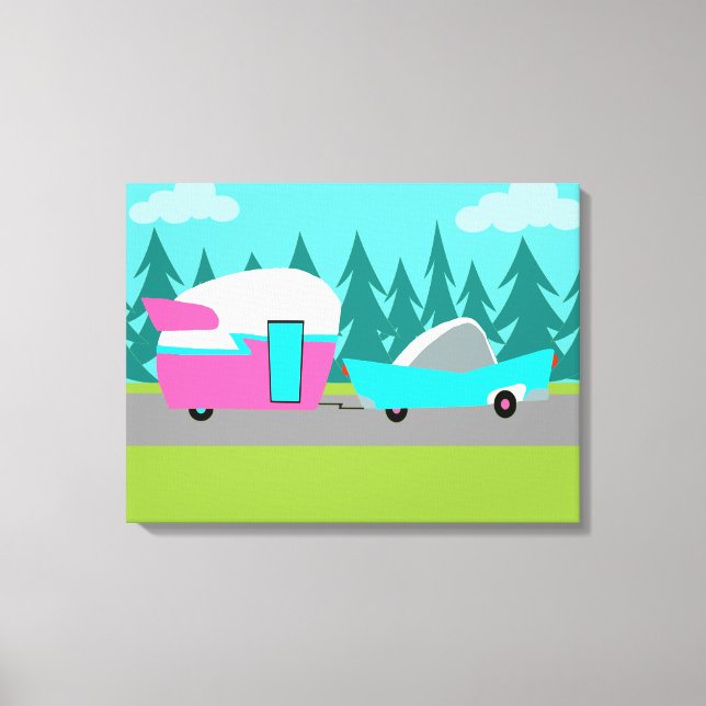 Camper Rétro / Remorque en toile étirée Impression (Recto)