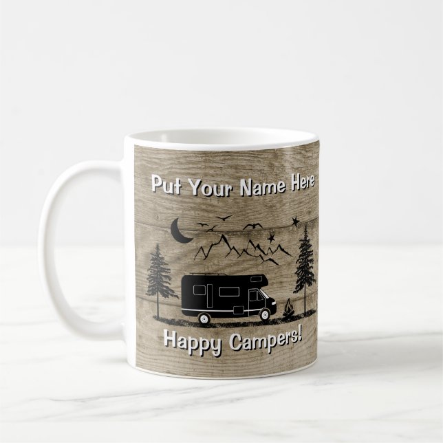 Camper Rustic Happy Classe C RV Mug café personnal (Gauche)