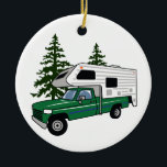 Camper Truck Ceramic Ornament<br><div class="desc">Vintage camper truck</div>