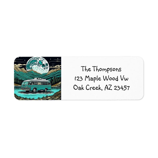 Camper turquoise Vintage RV dans les montagnes Ret (Devant)