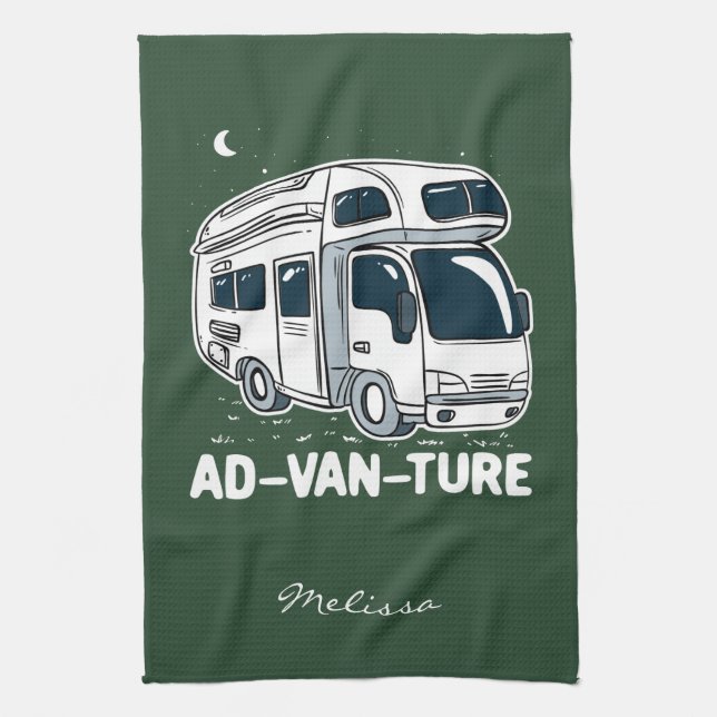 Camper Van Camping Adventure Kitchen Towel (Vertical)