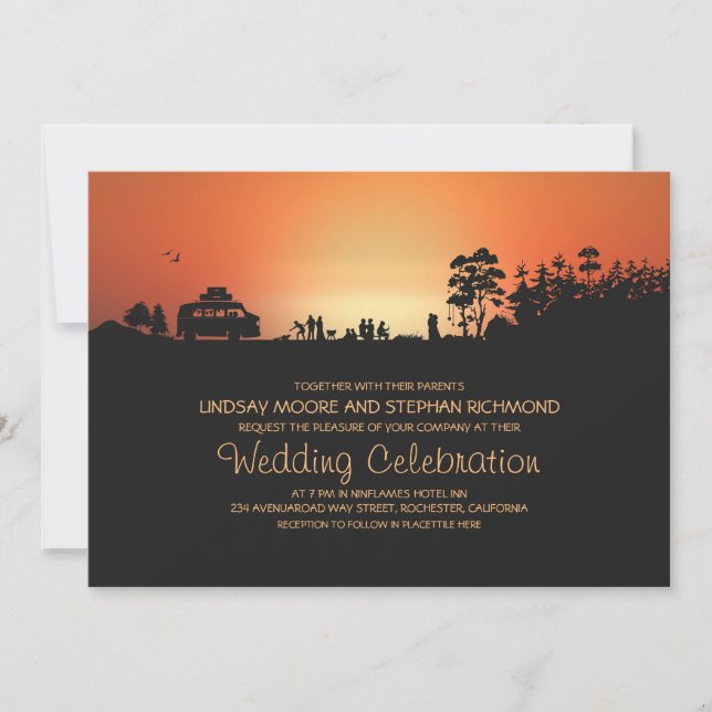 Camper van Camping Invitations de mariage (Devant)