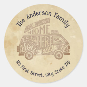Camper Van Camping Life Quote Classic Round Sticker