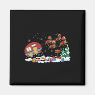 Camper Van Dachshund Dog Sleigh Santa Hat Christma Magnet