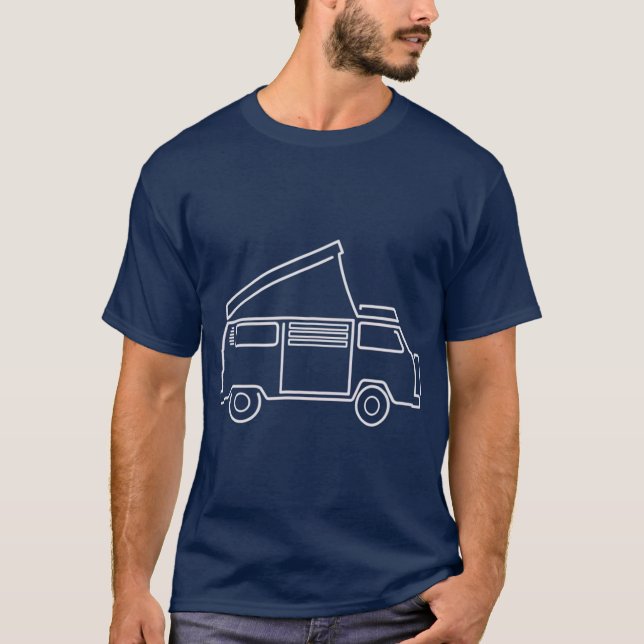 Camper Van   Westy Popup Hippie Bus T-Shirt (Front)