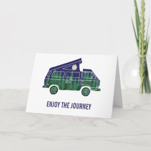 Camper Van with Pop Up Tent Custom Text Card