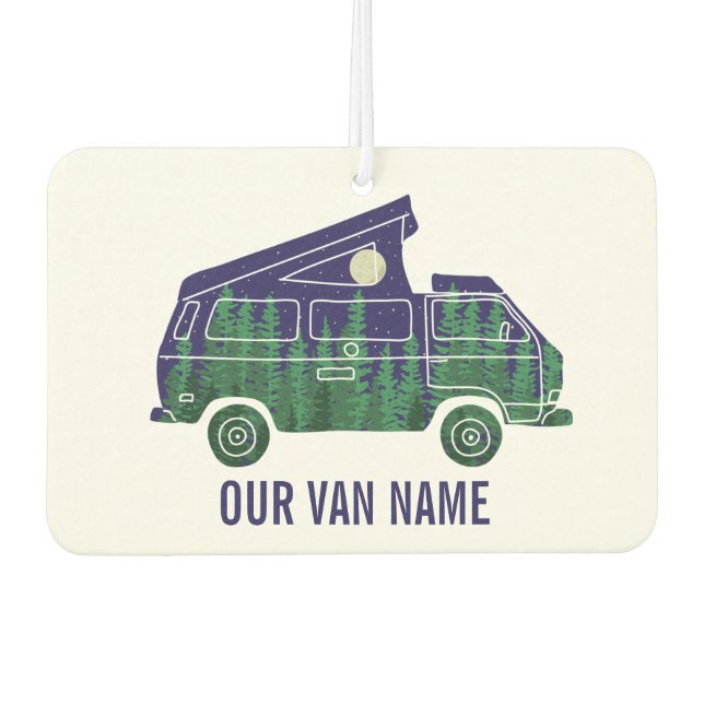 Camper Van with Pop Up Tent Custom Text Graphic Air Freshener (Front)
