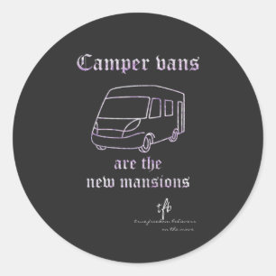Camper Vans New Mansions Purple Irid. Sm. Classic Round Sticker