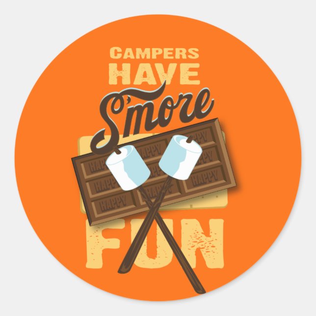 Campers Have S'more Fun Bonfire Bash Classic Round Sticker (Front)