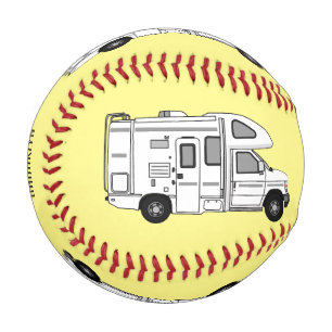 Campervan cartoon illustration baseball