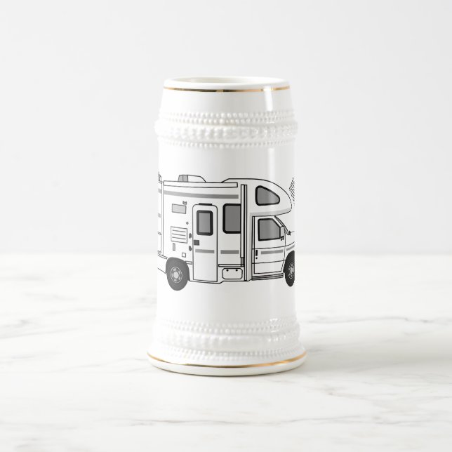 Campervan cartoon illustration beer stein (Center)