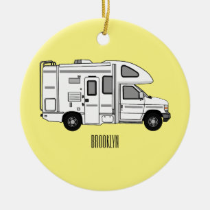 Campervan cartoon illustration ceramic ornament