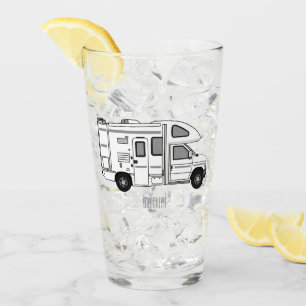 Campervan cartoon illustration glass