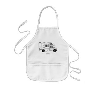 Campervan cartoon illustration kids apron
