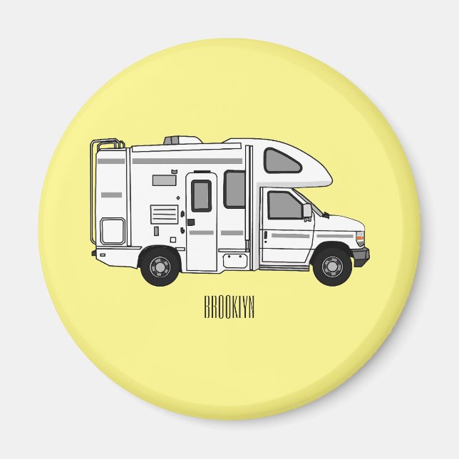 Campervan cartoon illustration magnet (Front)