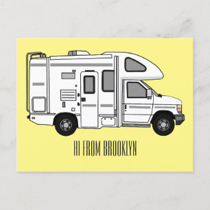 Campervan cartoon illustration postcard