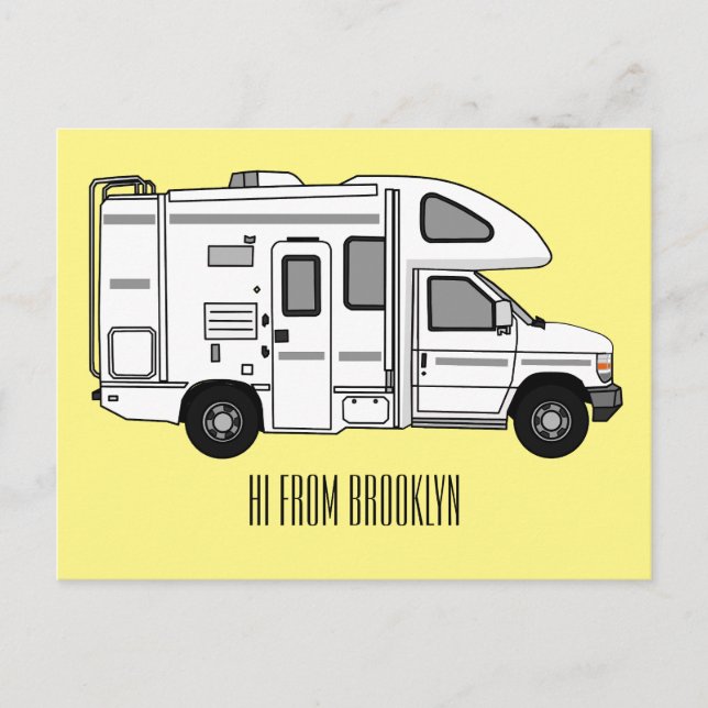 Campervan cartoon illustration postcard (Front)