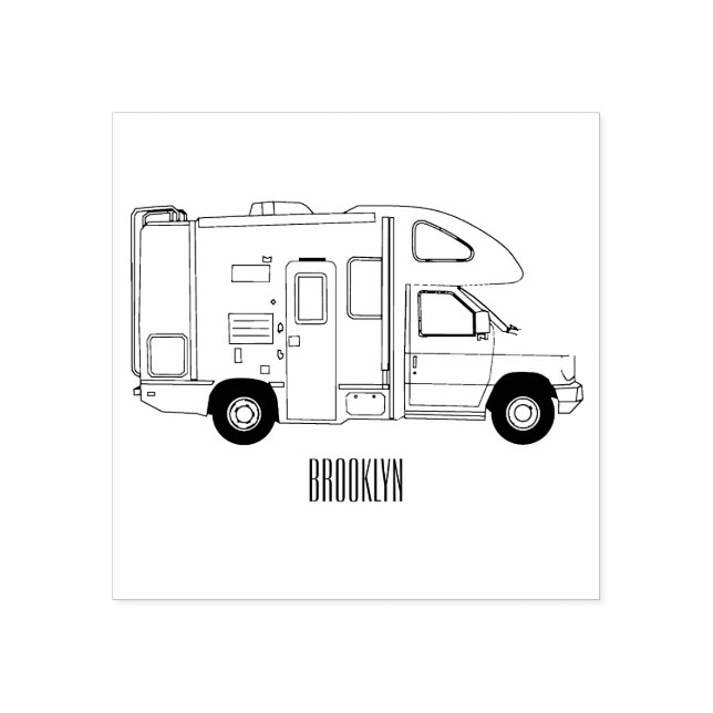 Campervan cartoon illustration rubber stamp (Imprint)