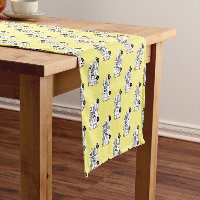 Campervan cartoon illustration short table runner (In Situ)