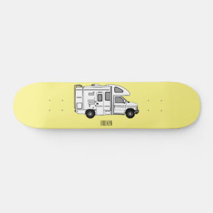 Campervan cartoon illustration skateboard