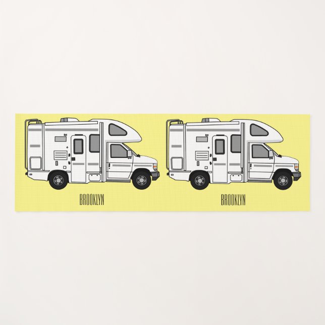 Campervan cartoon illustration yoga mat (Front (Horizontal))