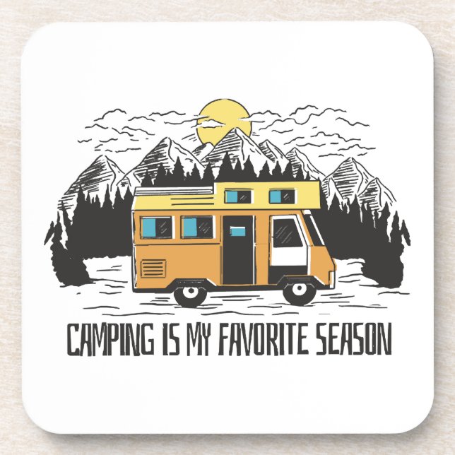 Campervan Mountain Retreat Coaster (Front)