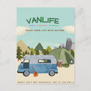 Campervanlife: Postcard with retro campervan