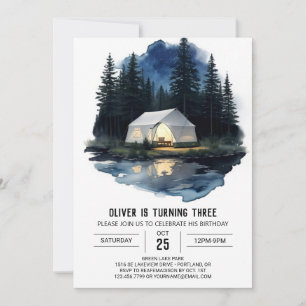 Campfeu de montagne Camper Invitation d'anniversai