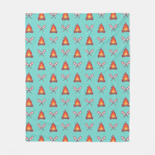 Campfire and Marshmallow Pattern Fleece Blanket