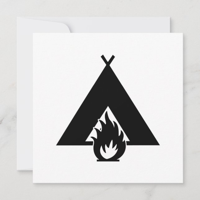 Campfire and Tent Symbol Invitation (Front)