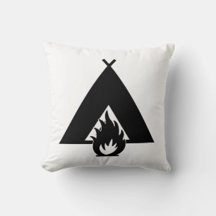 Campfire and Tent Throw Pillow