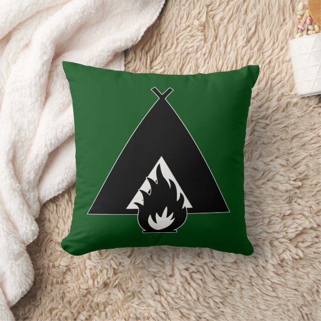 Campfire and Tent Throw Pillow (Blanket)