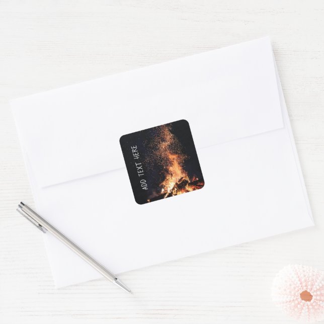 Campfire at Night Square Sticker (Envelope)