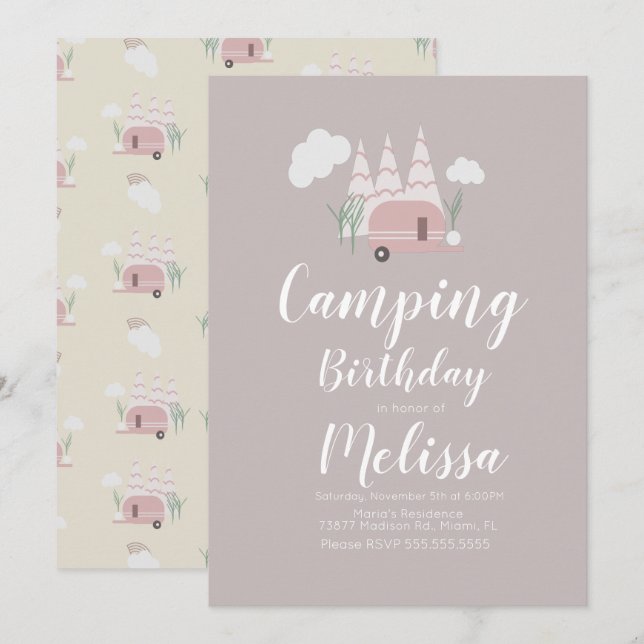 Campfire Camping Outdoor Birthday Boho Invitation (Front/Back)