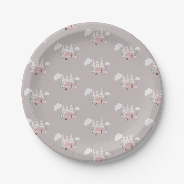 Campfire Camping Outdoor Birthday Boho  Paper Plat Paper Plate (Front)