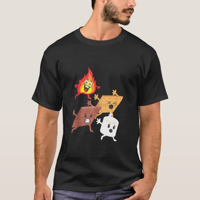 Campfire Chasing Smores  S'mores  Camping T-Shirt (Front)