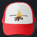 Campfire & Chill Bonfire Camping Watercolor Trucker Hat<br><div class="desc">Check out this funny hat. Change the text and colours if you like. Be sure to visit my shop for more designs!</div>