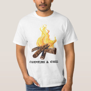 CAMPFIRE & CHILL Camping Bonfire Watercolor T-Shirt