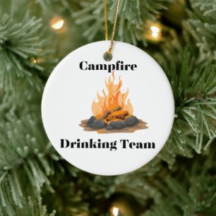 Campfire Drinking Team Ceramic Ornament