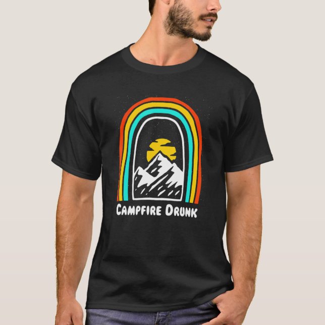 Campfire Drunk Camping Beer  Camper Drinker Drinki T-Shirt (Front)
