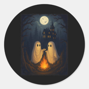 Campfire Ghost Shirt Haunted Forest Bonfire Cute  Classic Round Sticker