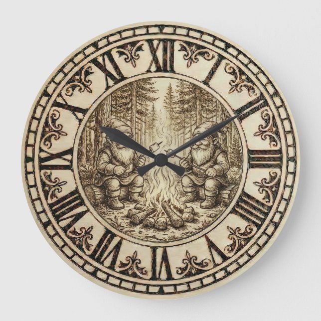 Campfire Gnomes Wall Clock  (Front)