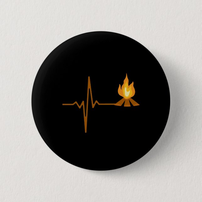 Campfire Heartbeat Camping 2 Inch Round Button (Front)